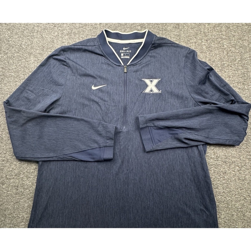 Nike Dri-Fit Men's L Xavier Musketeers Navy Blue 1/4 Zip Lightweight Pullover